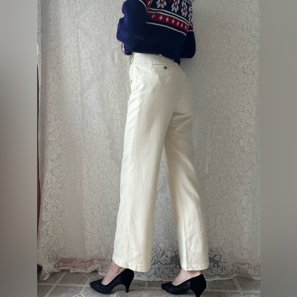 Vintage Ralph Lauren Petite High-Waisted Wool Blend Cream Pants - Picture 4 of 16